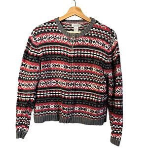 Vintage SKYR Womens Fair Isle Cardigan Sweater Size M Full Zip Nordic Cabincore